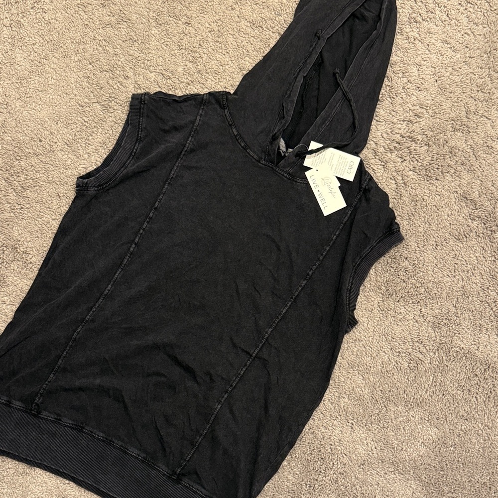 CATO Black Sleeveless Hoodie Top